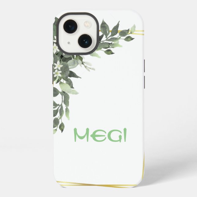 Green flower mask iPhone case (Back)