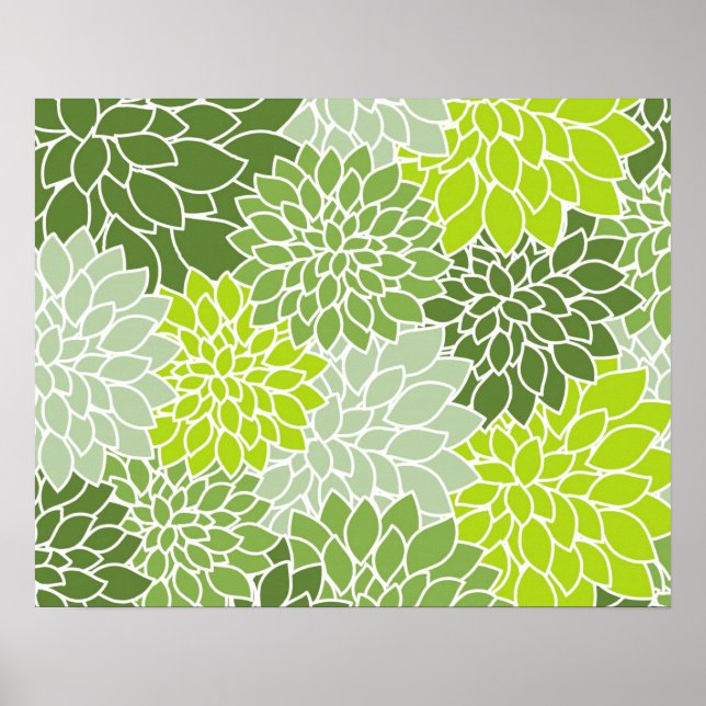 Green Flower Pattern Poster (Front)