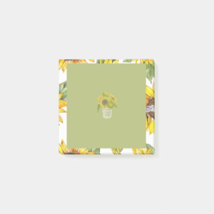 Green Flower Pot Sunflower Post-it Notes
