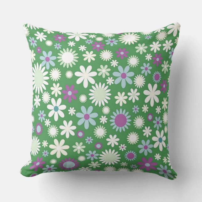Green Flower Power Cushion (Front)