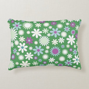 Green Flower Power Decorative Cushion