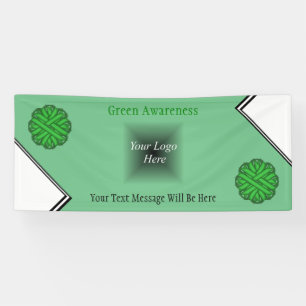 Green Flower Ribbon Banner