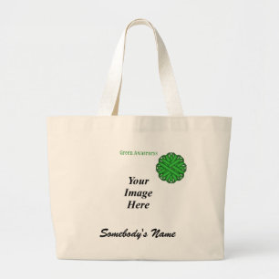 Green Flower Ribbon Template by Kenneth Yoncich Large Tote Bag
