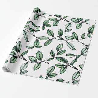 Green flower wrapping paper