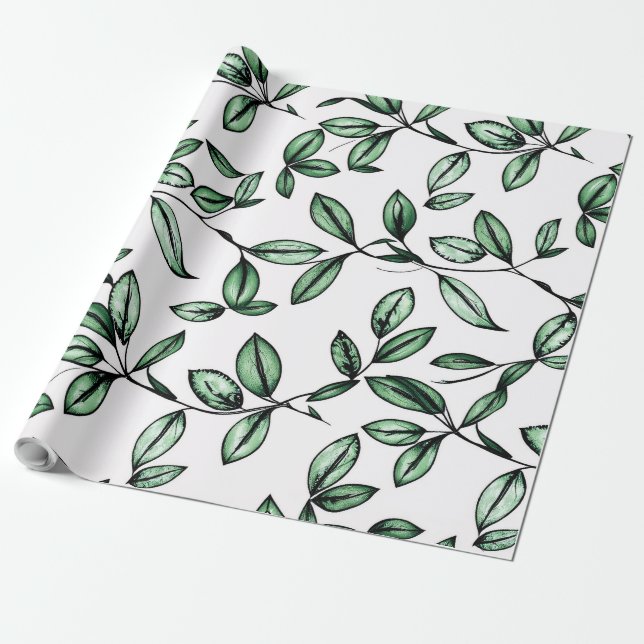 Green flower wrapping paper (Unrolled)