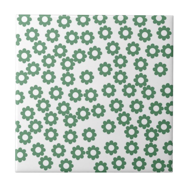 Green Flower Y2K Pattern Tile (Front)
