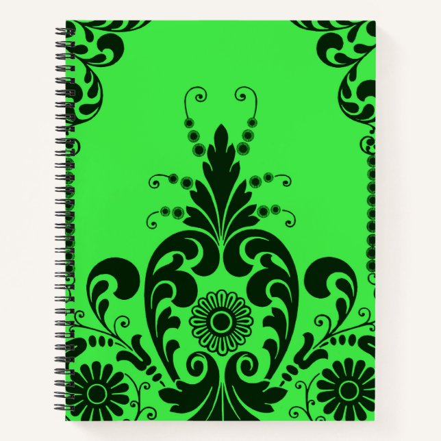 green flowers and culicues print notebook (Front)