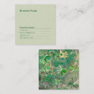 Green Flowers Background Professional Square Business Card