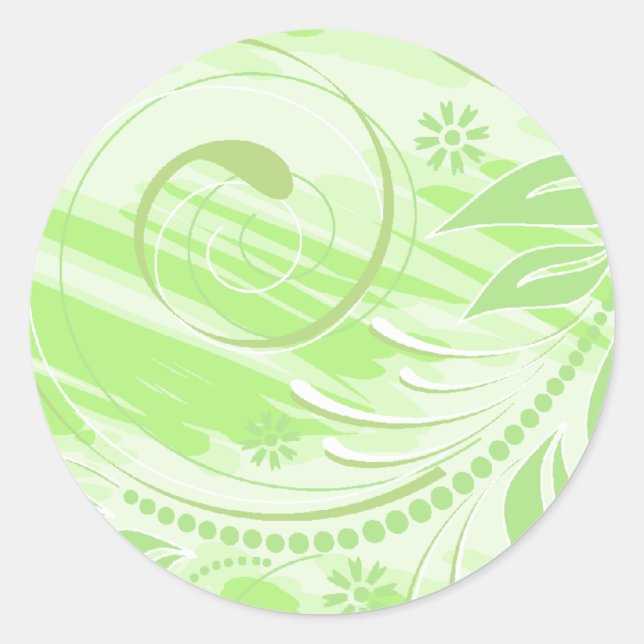 green flowers classic round sticker (Front)