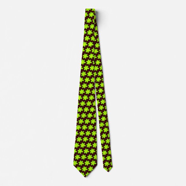 Green Flowers - Dark Brown Tie (Front)
