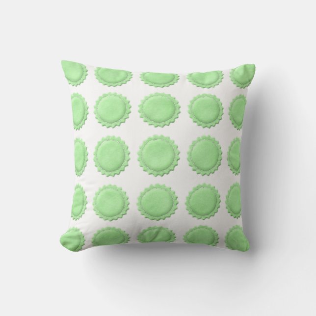 Green Flowers Floral Throw Pillow  (Front)