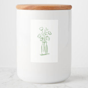 Green Flowers Minimal Hand-Drawn Botanical Food Label