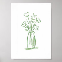 Green Flowers | Minimal Hand-Drawn Botanical