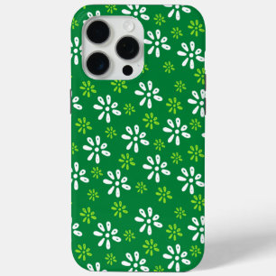 Green Flowers Pattern iPhone 15 Pro Max Case