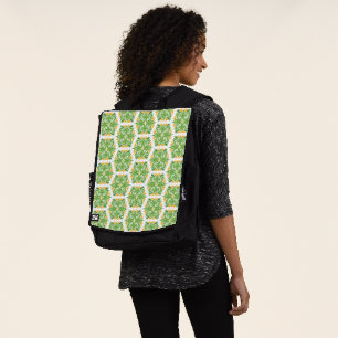 Green Flowers, Pattern Of Flowers, Floral Pattern Backpack