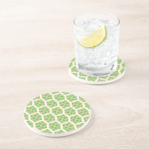 Green Flowers, Pattern Of Flowers, Floral Pattern Coaster