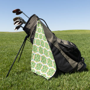 Green Flowers, Pattern Of Flowers, Floral Pattern Golf Towel