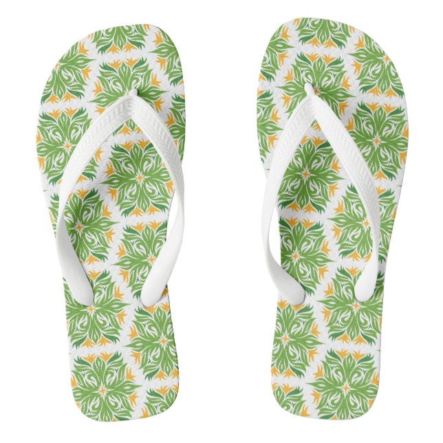 Green Flowers, Pattern Of Flowers, Floral Pattern Jandals (Footbed)