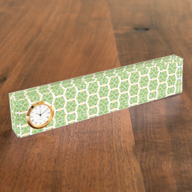 Green Flowers, Pattern Of Flowers, Floral Pattern Nameplate (Side)