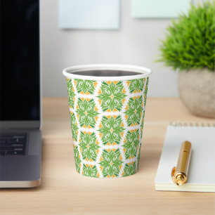 Green Flowers, Pattern Of Flowers, Floral Pattern Paper Cups