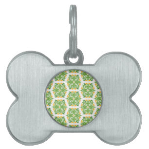 Green Flowers, Pattern Of Flowers, Floral Pattern Pet ID Tag