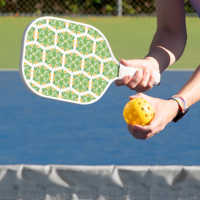 Green Flowers, Pattern Of Flowers, Floral Pattern Pickleball Paddle (Insitu)