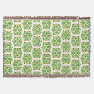 Green Flowers, Pattern Of Flowers, Floral Pattern Throw Blanket