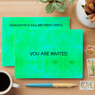 Green Fluorescent Halloween Birthday Party Envelope