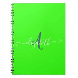 Green Fluorescent Neon Monogram  Notebook