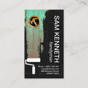 Green Fluorescent Paint On Black Wall Handyman Business Card