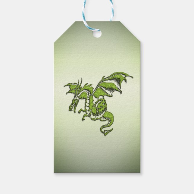 Green Flying Dragon  Gift Tags (Front)