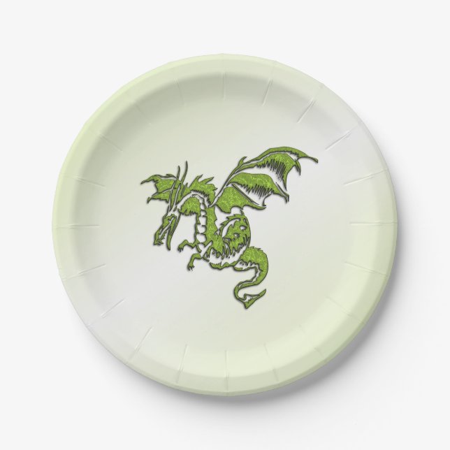 Green Flying Dragon  Paper Plate (Front)