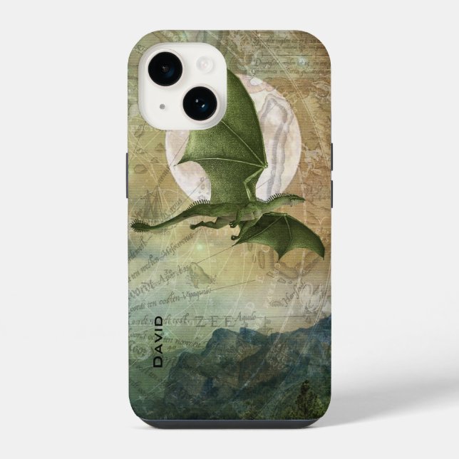 Green Flying Dragon Personalised iPhone Case (Back)