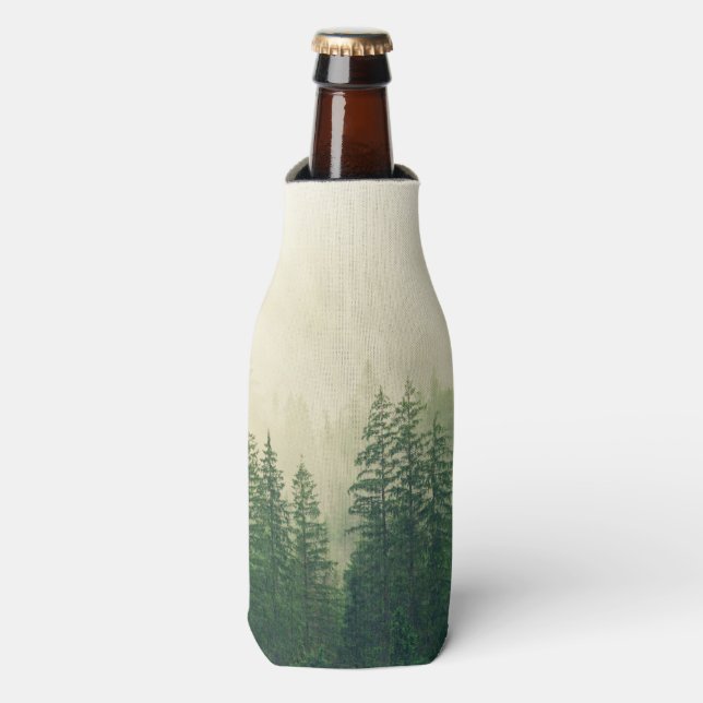 Green Foggy Rocky Mountains Colorado USA Adventure Bottle Cooler (Bottle Front)