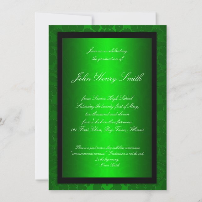 Green Foil Graduation Invitation (Front)