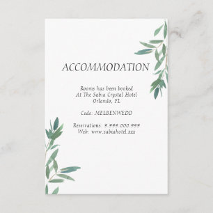 Green Foliage Accommodation Wedding Enclosure Card