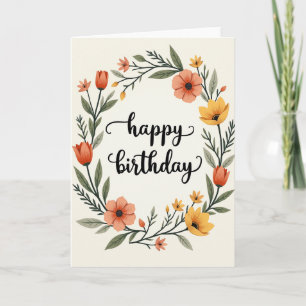 Green Foliage Birthday Card