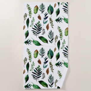 Green Foliage Botanical Nature Beach Towel