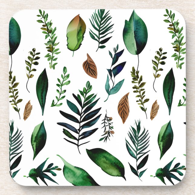 Green Foliage Botanical Nature  Coaster (Front)