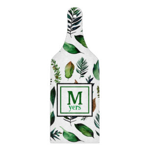 Green Foliage Botanical Nature Personalised Cutting Board