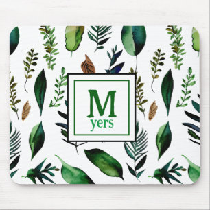 Green Foliage Botanical Nature Personalised Mouse Pad