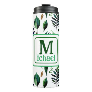 Green Foliage Botanical Nature Personalised Thermal Tumbler