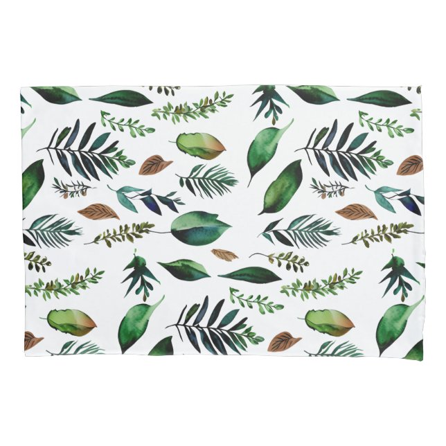 Green Foliage Botanical Nature  Pillowcase (Front)