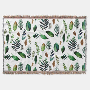Green Foliage Botanical Nature  Throw Blanket