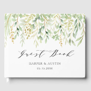 Green Foliage Botanical Wedding Guest Book