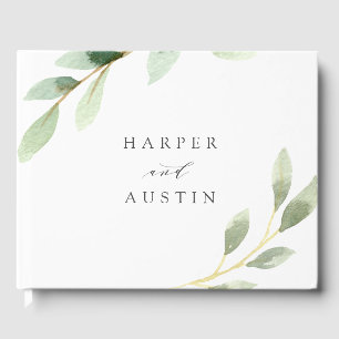 Green Foliage Botanical Wedding Guest Book