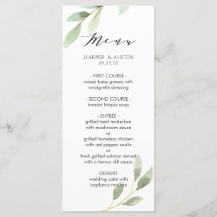 Green Foliage Botanical Wedding Menu