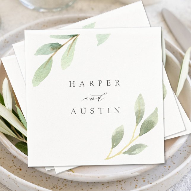 Green Foliage Botanical Wedding Napkin (Creator Uploaded)