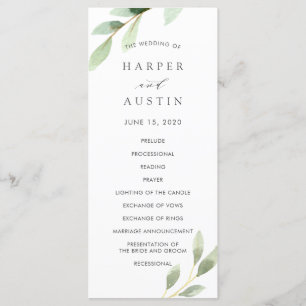 Green Foliage Botanical Wedding Program Programme