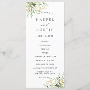 Green Foliage Botanical Wedding Program Programme